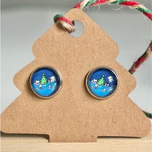 2 for $14 Handmade Charlie Brown Scene Stud Earrings